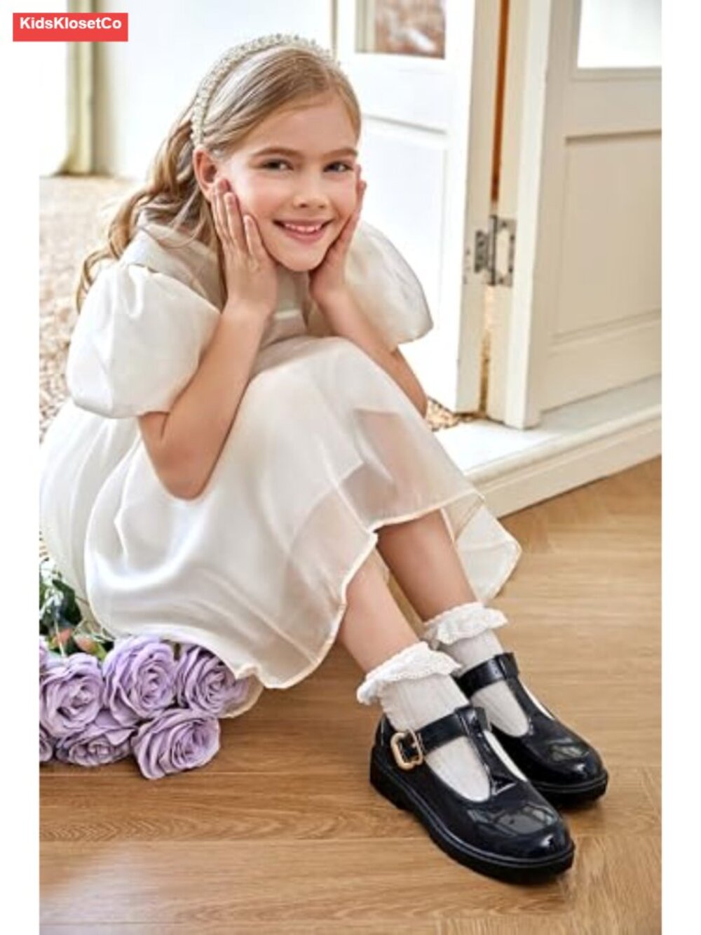 Girls Mary Jane T-Strap Platform Loafer Dress Shoes - Picture 3 of 6